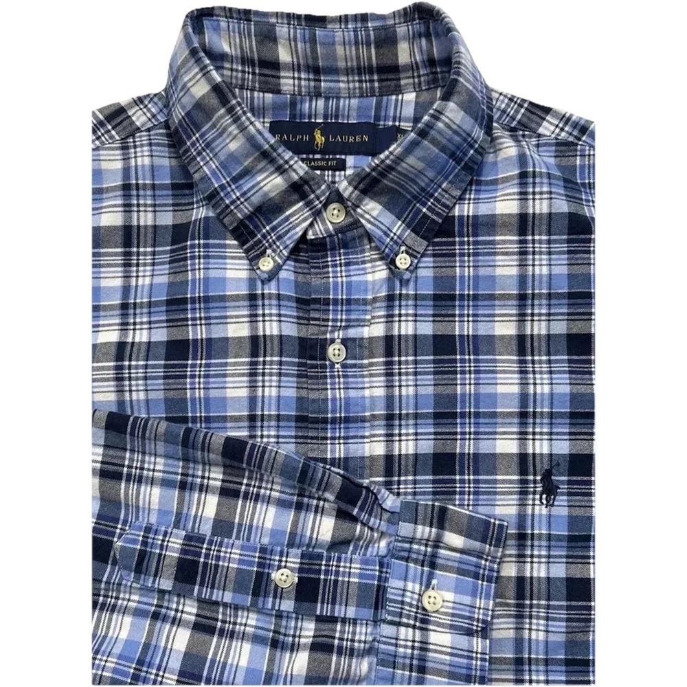 Mens RALPH LAUREN CLASSIC FIT PLAID BUTTON UP SHIRT Sz XL NICE Heavier Weight